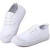 Boy's Girl's Toddlers Canvas Sneakers Slip-On Lightweight Kids White Sneakers Casual Skin-Friendly Walking Running Shoes(Toddle/Little Kids/Big Kids)