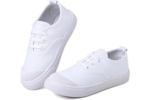 CHAOSLOOK Boy's Girl's Toddlers Canvas Sneakers Slip-On Lightweight Kids White Sneakers Casual Skin-Friendly Walking Running Shoes(Toddle/Little Kids/Big Kids)