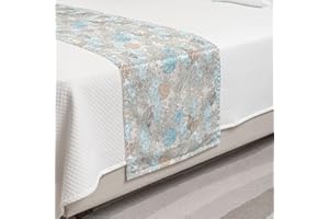 Ambesonne Nautical Bed Runner, Pastel Toned Sea Shell Starfish Mollusk Seahorse Coral Reef Motif Design, Decorative Accent Bedding Scarf for Hotels Homes and Guestrooms, Tan Turquoise White
