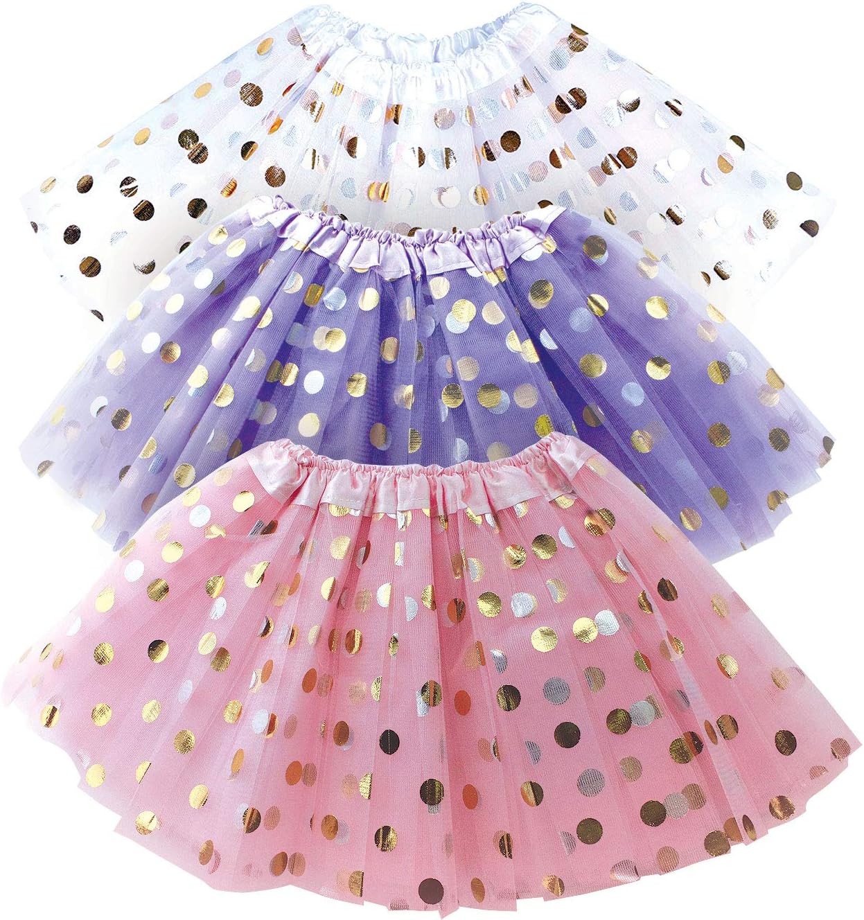 OLYPHANPolka Dot Tutu Skirt for Toddler Girls/Tutu Set Pink Tulle Skirts & White Tutus Sets- Girl Dress Up Halloween Costume, Spring/Summer Birthday Party,
