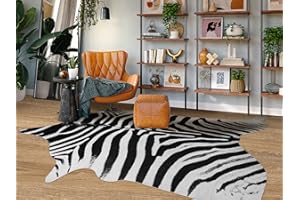 Guyi Rare Clearance Rug Large Zebra Rug Faux Cowhide Rugs for Bedroom Living Room Dining Room Animal Rug (Large Zebra Clearance)