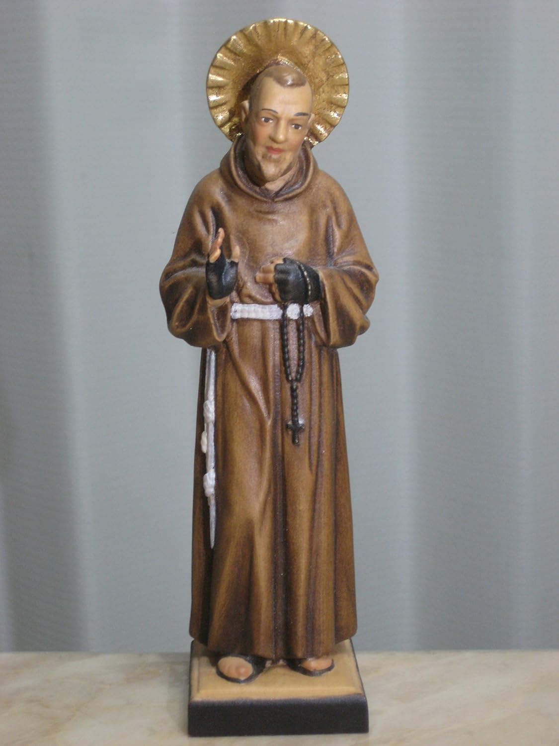 創業100年木彫りブランド レーピ 諸聖人 ピオ神父 ピオ司祭 カラー仕上げc 高さ15cm イタリア レーピ 置物 オブジェ Amazon