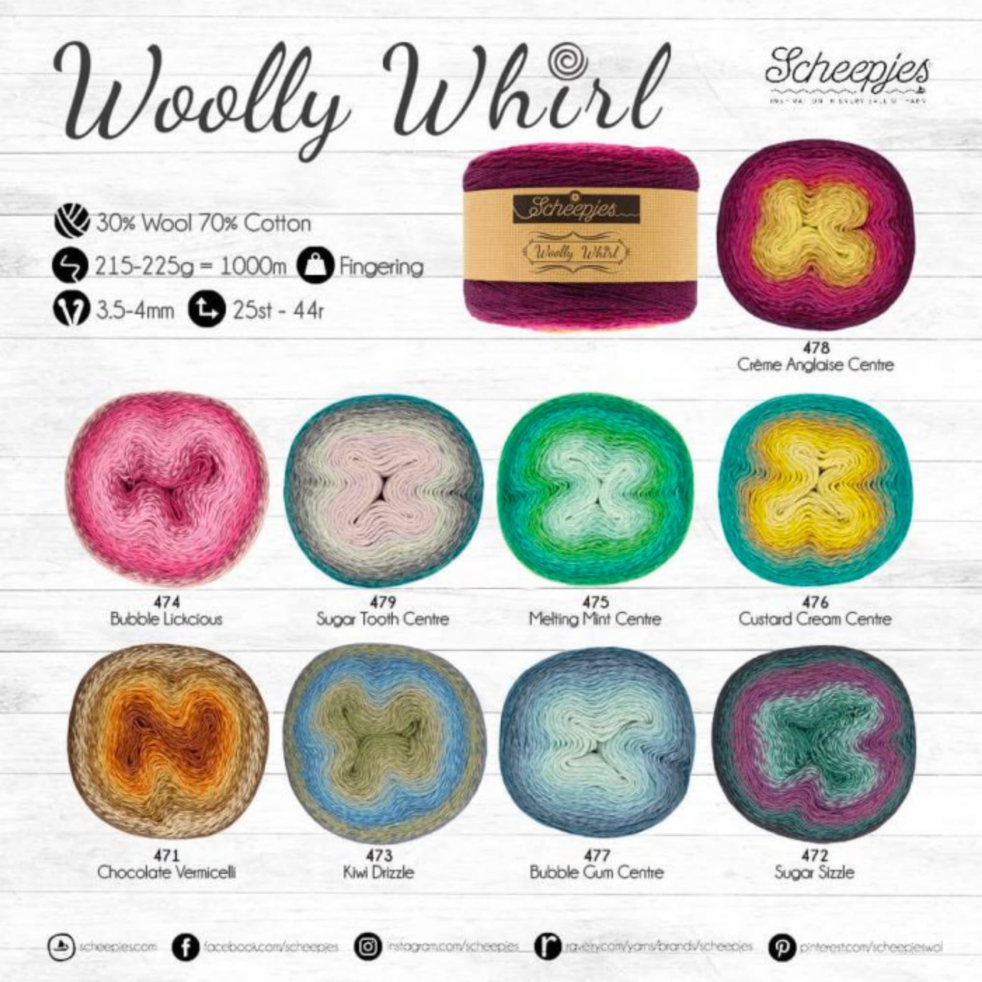 Scheepjes Woolly Whirl Yarn, 1000m - 472 Sugar Sizzle