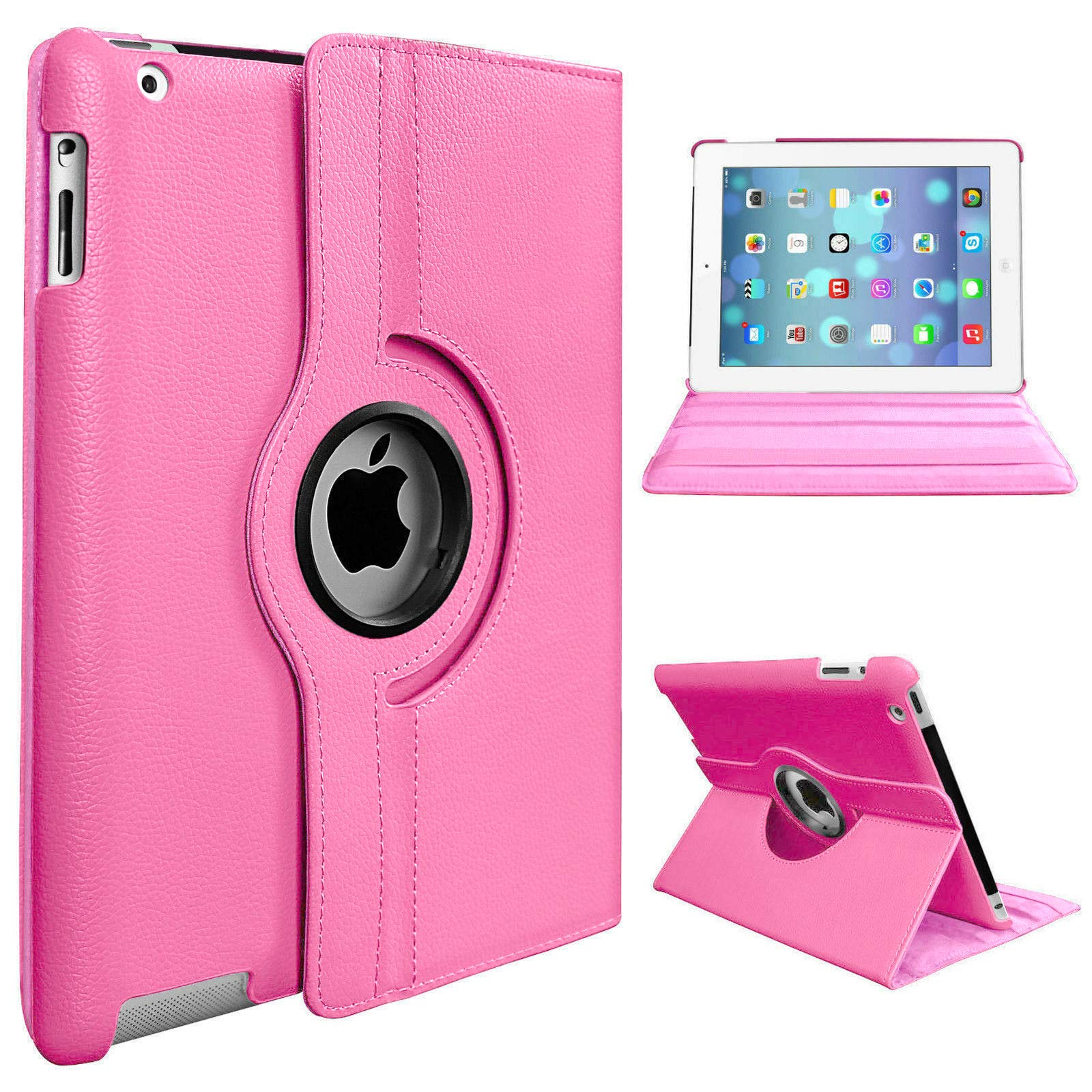 For Apple iPad 9.7 2018 6 Gen A1954 A1893 360 Degree Swivel Stand Smart Protective Cover(Pink)