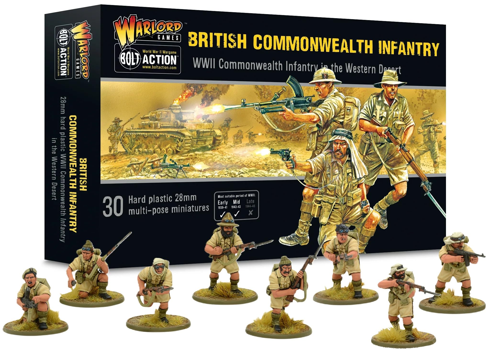 Warlord Games British Army Commonwealth Infantry - 28mm Scale Plastic Miniatures for Bolt Action Highly Detailed World War 2 Miniatures for Table-top Wargaming