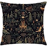 Nipil Moody Night Moon Forest Decor Pillow Covers 18x18,Magical Forest Decor,Dark Dcademia Animal Bird Animal Floral Decorative Throw Pillow Covers for Home Bedroom Living Room