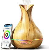 Sierra Modern Home Smart WiFi Humidifier - Aromatherapy Essential Oil Diffusers with App Control &amp; Voice Control - Works with Alexa &amp; Google Home - 400ml Ultrasonic Diffuser &amp; Humidifier - Light Brown