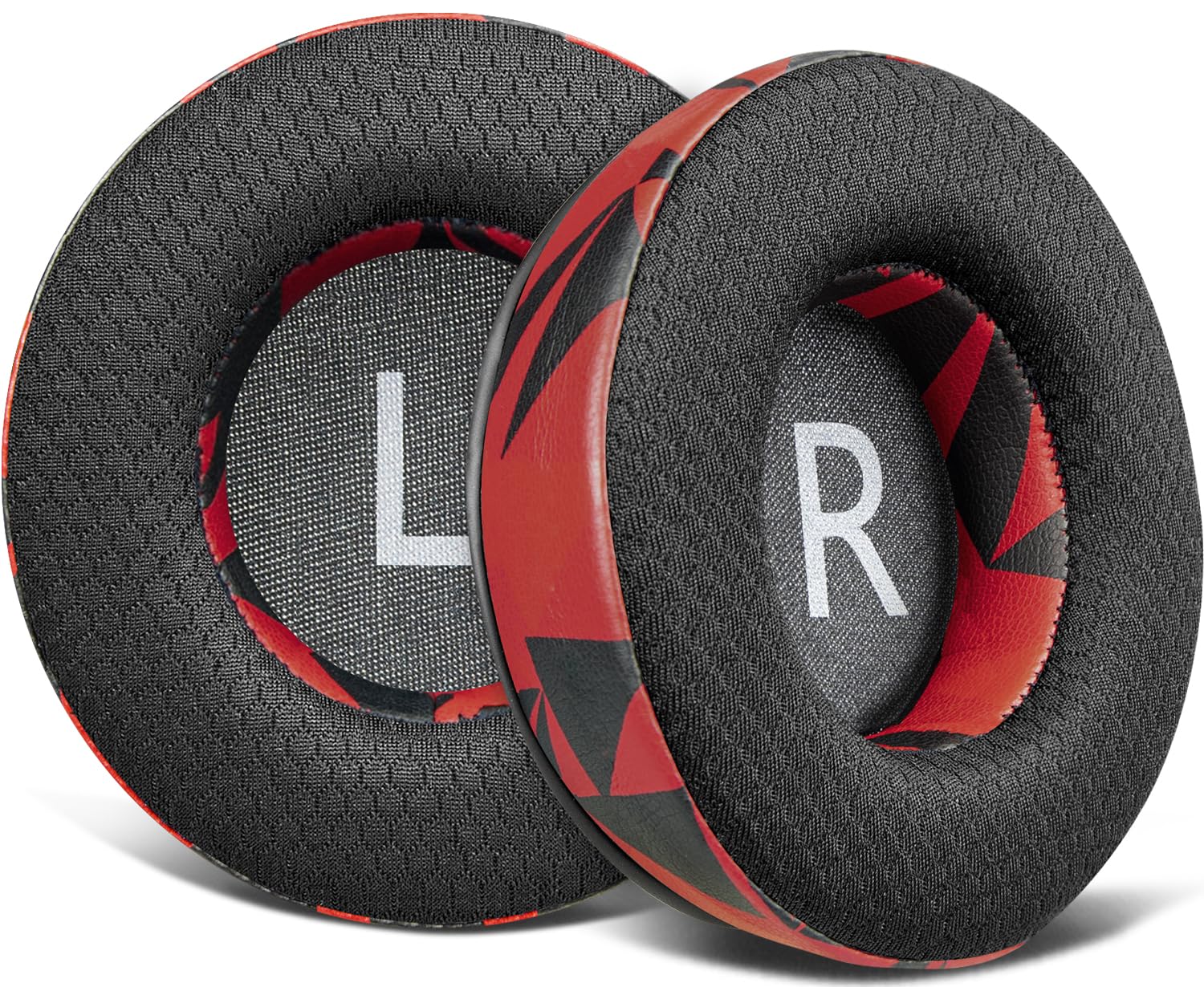 SOULWIT 90mm Mesh Fabric Earpads Replacement for JBL Synchros E50 E50BT S500 S700 Wireless Headphones, Ear Pads Cushions with Noise Isolation Foam - Red Storm