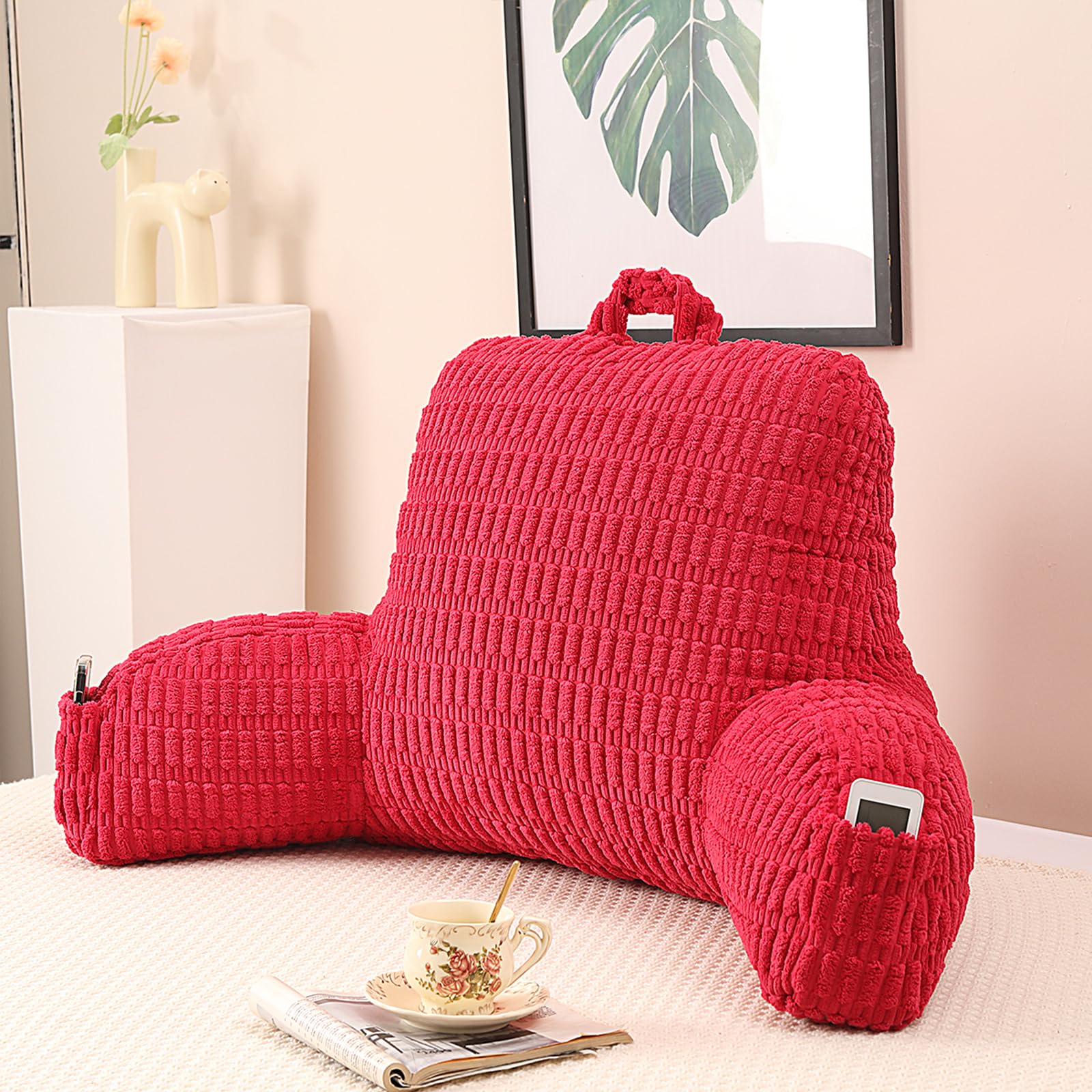 Photo 1 of *USED*
PAJEO Reading Pillow for Sitting in Bed, Large Backrest Reading Pillow with Arm Rest,Back-Rest Support Cushion for Sit Up on Couch, Sofa, and Floor, Dorm Essentials (Red Corduroy, Large(19"))