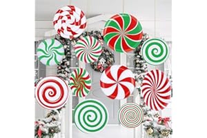 DERTE 12 Pcs 12 Inch/10 Inch Large Christmas Decorations Outdoor Double Sided Christmas Yard Hanging Ornaments Holiday Porch Lawn Candy Hanging Decorations for Xmas Tree Porch Yard Decor