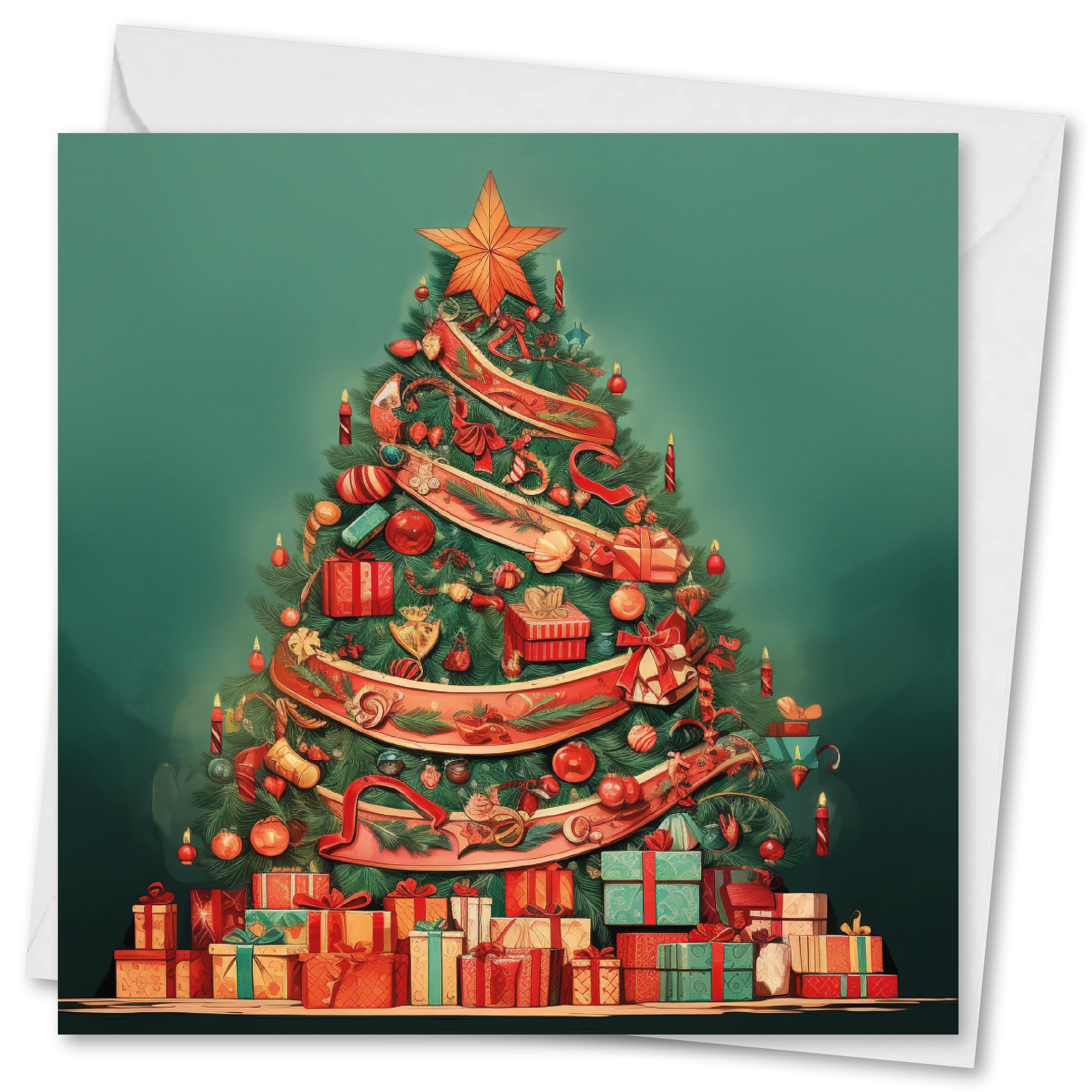 Christmas Cards Pack of 10. Each Christmas Card Pack Contains a Green Christmas Tree Designs. Ecofriendly and UK Made. Verse Inside. 150x150mm Card Size.