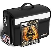 FIRESHIELD PRO 5200°F Fireproof Document Bag – Portable Water Resistant Briefcase /w Shoulder Strap, Tablet & Card Organizer – Multi-Pocket Storage for Travel, Home or Office – 17" x 12.5" x 7.2"