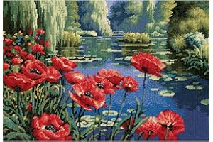 Dimensions Needlepoint Kit, Lakeside Poppies, 16" x 11"