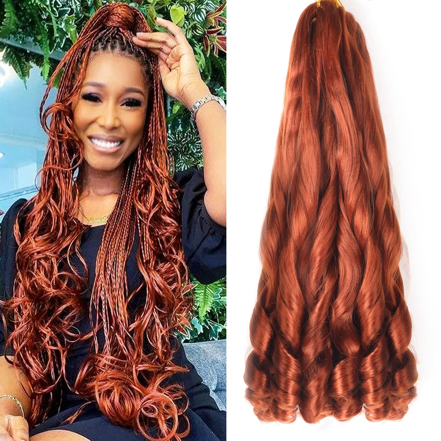 22 inch French Curl Braiding Hair 8 Pack Loose Wavy Spiral Curl Braids Crochet Hair Deep Wave Synthetic Extensions Pre Stretched Bouncy Braiding Hair (deep 22 inch, 350#)