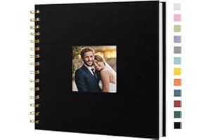 Hiwhy Scrapbook Photo Album Linen Cover, 8 x 8 Inch Hardcover Kraft White Pages Memory Book, for Travel Wedding Guest Book Christmas Baby Shower (20 Sheets/ 40 Pages,Black)