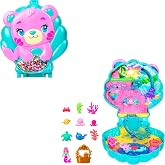Polly Pocket Dolls &amp; Playset, Glitter Island Compact | Portable Travel Toy, 1 Micro Mermaid Doll, Ocean Pets &amp; Themed Accessories