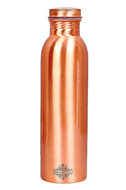 Indian Art Villa Lacqour Coated Matt Finish Copper Leak Proof Bottle, Storage Water