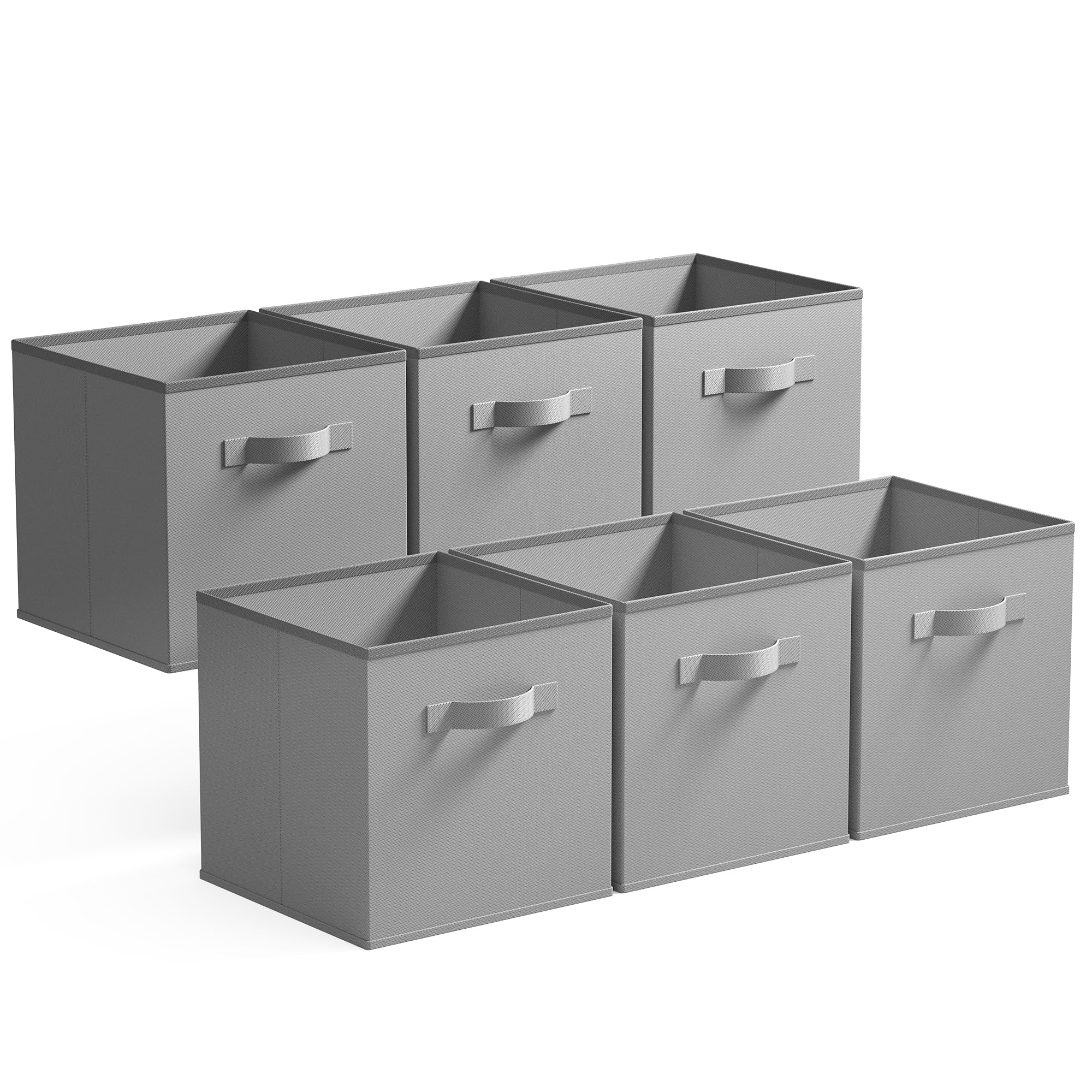 GRANNY SAYS Cube Storage Boxes, Pack of 6 Fabric Storage Cubes, 27x27 Cloth Cube Boxes for Shelves, Square Baskets, Collapsible Cubby Bins for Organising Clothes Accessory Toys, Grey