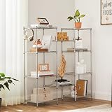SONGMICS 5-Tier Kitchen Shelf with 8 Hooks Silver LGR115E01 view 4