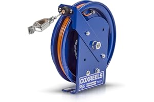 Coxreels SD-50 Retractable Static Discharge Cable Reel SD Series, 50’- Easy Maintenance Compact Design - Heavy Duty Steel Construction, Made in USA, Blue