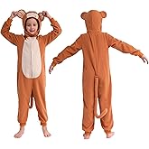 Rabtero Animal Costume Kids, Cheetah/Monkey/Black Cat/Blue Monster/Dalmatians/Santa/Snowman Onesie for Girls Halloween