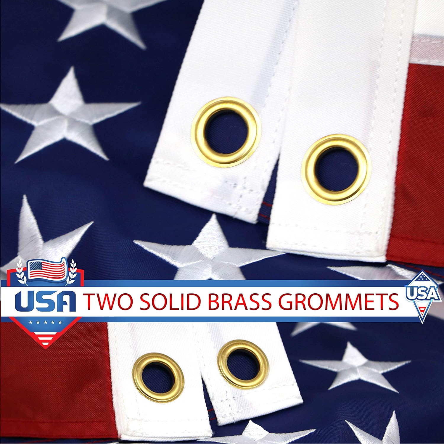 G128 - American USA US Flag 3x5 ft Embroidered Stars Sewn Stripes Brass Grommets : Garden & Outdoor