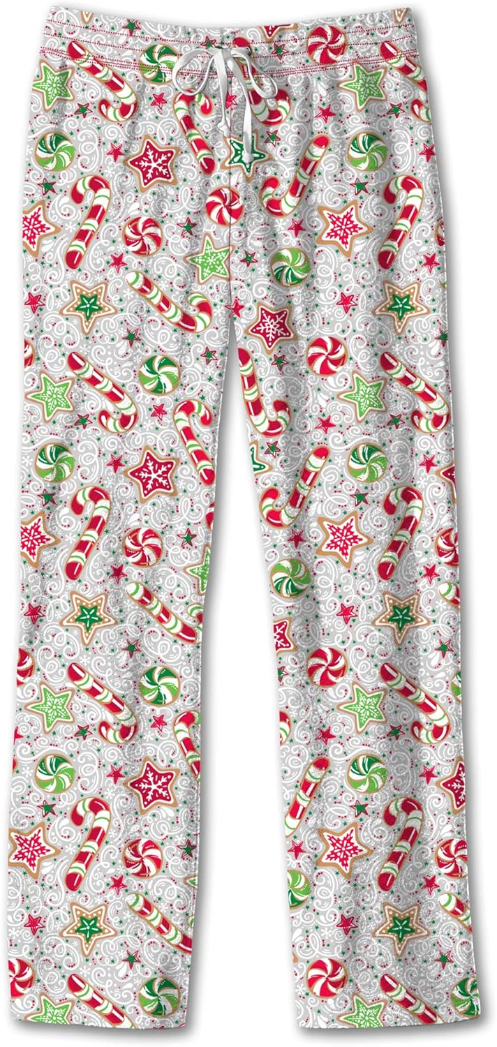 Southern Couture Holiday Candy Cane Red and Grey Cotton Fabric Pajama