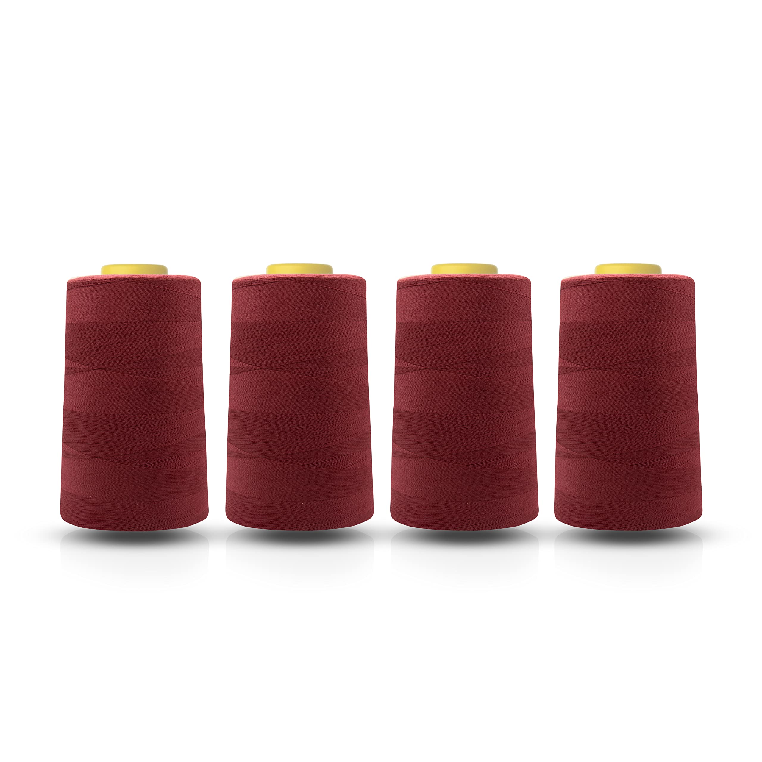 Realm Overlocking Sewing Machine Polyester Thread x Four 5000 Yards Cones White Black Natural Navy Red Grey (Wine) — image 1