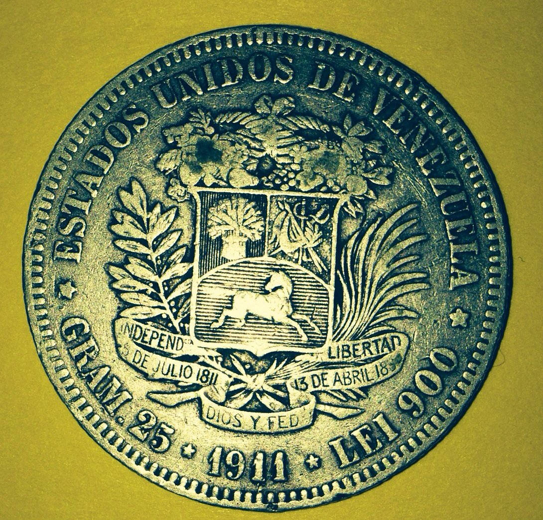 1911 5 Bolivares "Fuerte". Rare Silver Coin High Condition at Amazon's