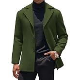 COOFANDY Mens Pea Coat Single Breasted Peacoat Winter Short Trench Coat | Wool Blend and Warm Fabric, Notched Lapel Collar, Classic Dress Pea Coat, Fall Winter Jacket, Business Work Daily Outwear