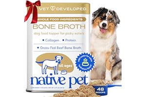 Native Pet Bone Broth for Dogs - Made with Real Beef Bone Broth, Dog Food Toppers for Picky Eaters - Provides Extra Hydration & Nutrition for Joint Strength, Immunity & Heart Health-48 Scoops