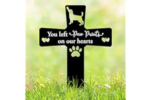 HEGANITS Metal Pet Memorial Garden Decoration – Dog Grave Cross for Outdoor or Indoor Display, Weatherproof Headstone Plaque for Loss of Beloved Pet, 12in Graveyard Tribute Sign