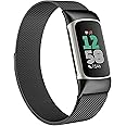 JKD Compatible with Fitbit Charge 6 /Charge 5 Bands for Women Men, Adjustable Stainless Steel Metal Mesh Loop Replacement Straps for Fitbit Charge 6/Charge 5 Advanced Activity & Fitness Trackers