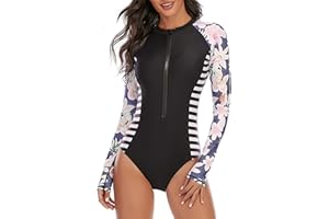 Durio Women's Long Sleeve Rash Guard One Piece Rashguard Swimsuit Bathing Suit for Women Modest Athletic Surf Swimwear