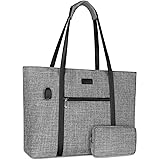 MOSISO USB Port Laptop Tote Bag for Women (17-17.3 inch), Lightweight Durable Organizer Work Office Business Handbag with Sma