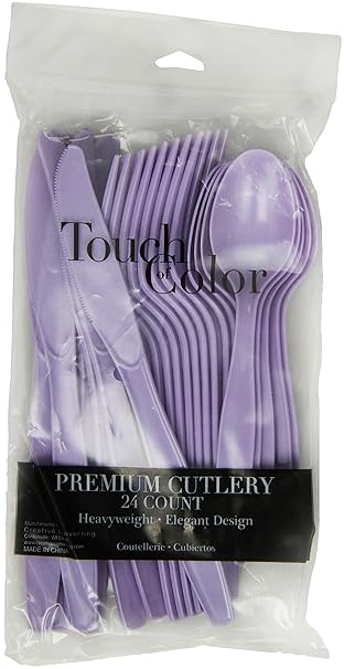 Touch of Color Premium Plastic Cutlery Assortment (Forks, Spoons, Knives), Luscious