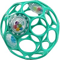 Bright Starts Oball Easy-Grasp Rattle BPA-Free Infant Toy in Teal, Age Newborn and up, 4 Inches