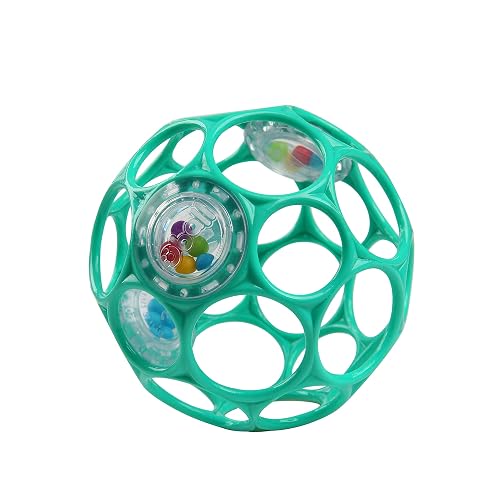 Bright Starts Oball Easy-Grasp Baby Rattle Ball in Teal, Ages Newborn and Up, Unisex, 4 Inches