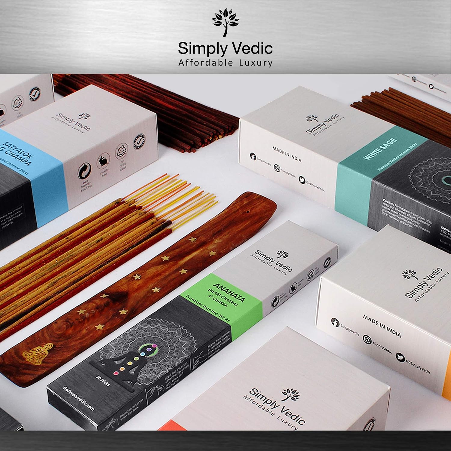 Simply Vedic Nag Champa Incense Sticks 250g with Holder, 135 Hand-Rolled Natural Agarbatti, No Charcoal - Image 5