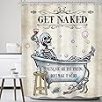 Mitpok Funny Skull Skeleton Shower Curtain 60Wx72H Gothic Spooky Unique Cool Bone in Bathtub Bubbles Horror Halloween Cat Fish Retro Scary Bathroom Decor Bath Curtain Fabric Polyester 12 Pack Hooks