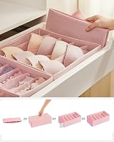 SONGMICS Set of 4 Underwear Drawer Organisers Foldable RUS04PK Jelly Pink view 8