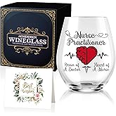 AGMDESIGN Nurse Practitioner Funny Wine Glass with Gift Box, Graduation Gifts for Woman, Gifts For Nurses, Thanksgiving Christmas Birthday Gifts for Doctors Nurse Nursing Assistant RN PT PN