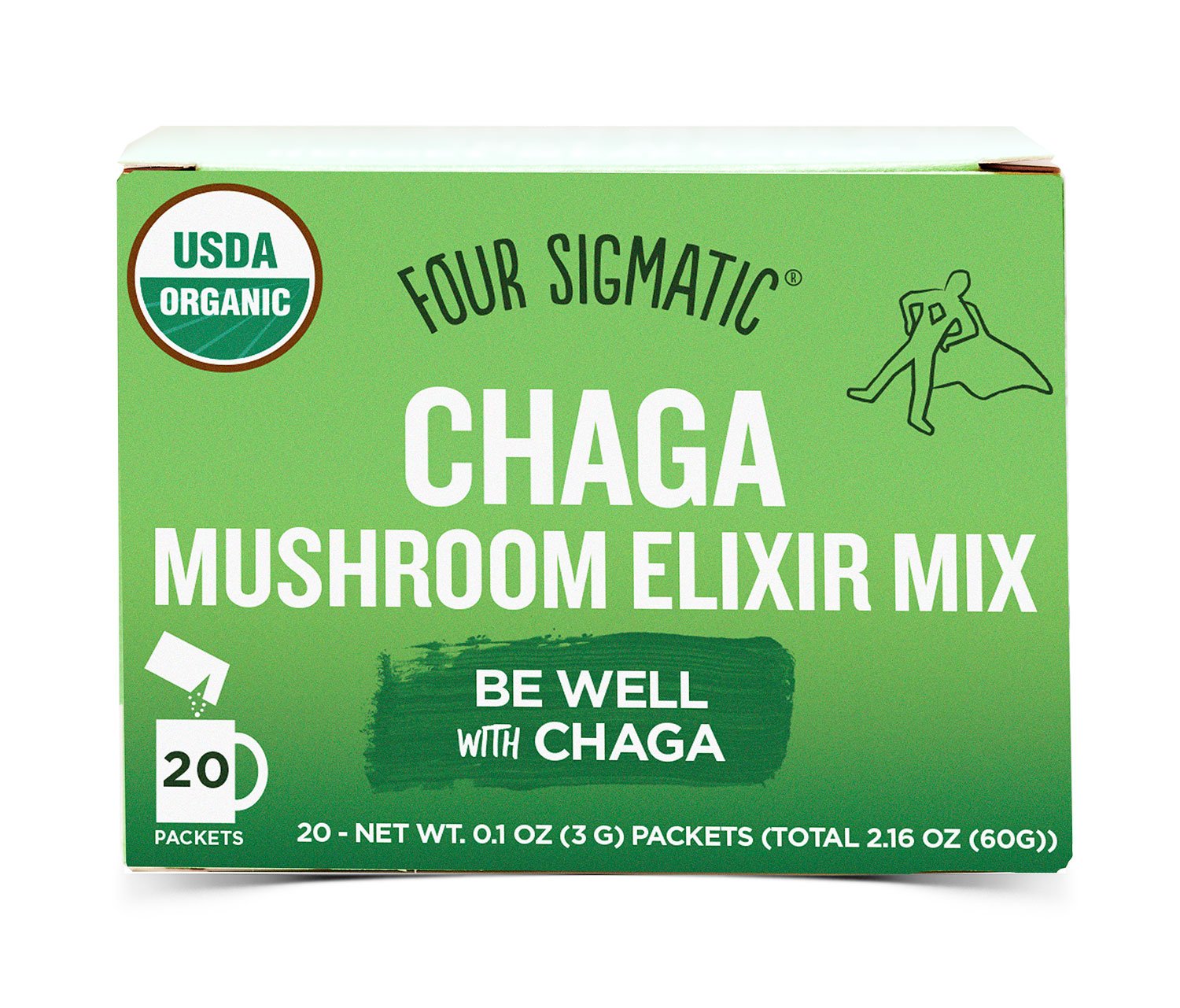 Four Sigmatic Chaga Mushroom Elixir, USDA Organic, wellbeing, Vegan, Paleo, 20 Count, Packaging May Vary