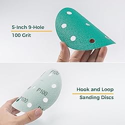S SATC 5 Inch 9 Holes Sanding Discs 100 Grit Sand