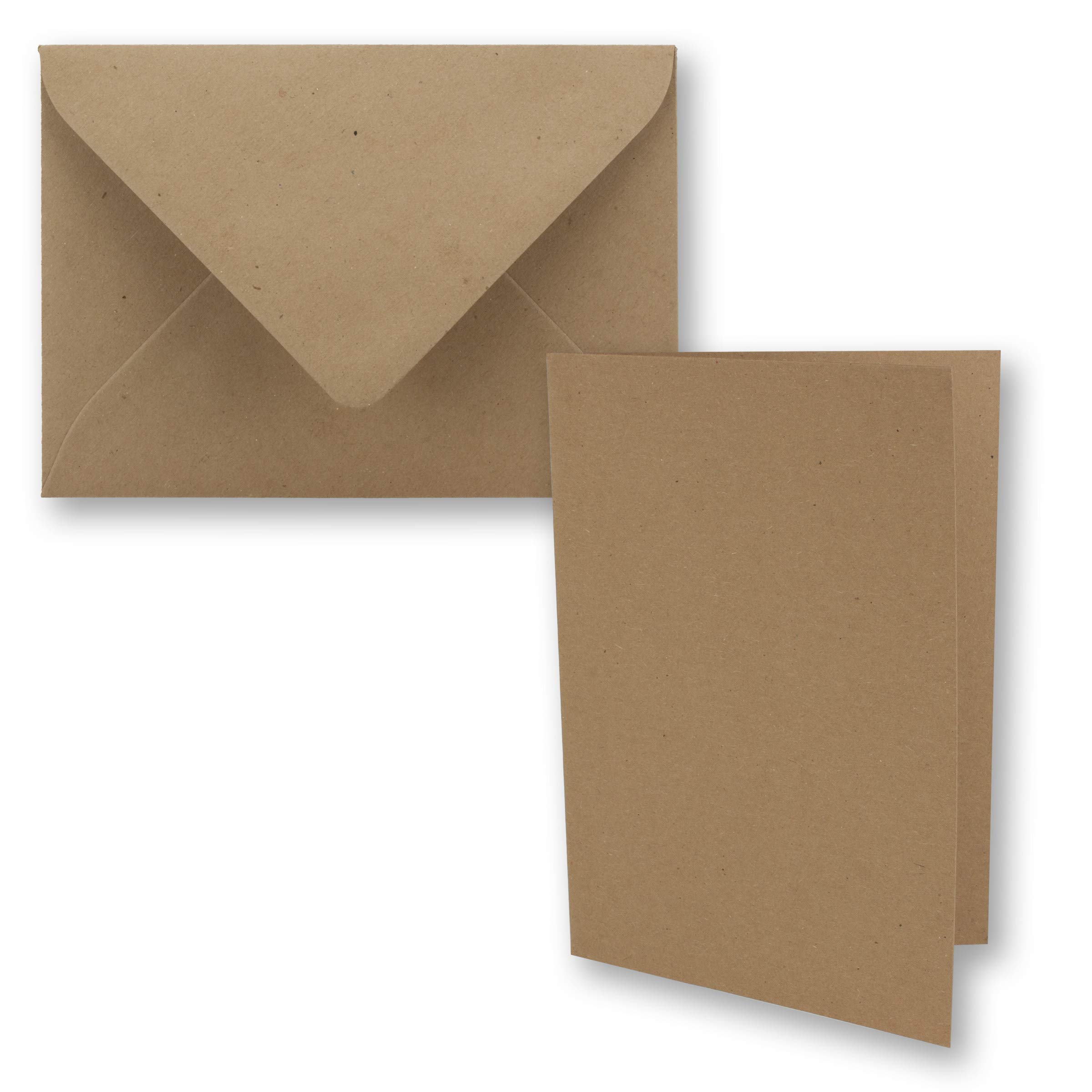 50x DIN B6 folding card set with envelopes in kraft paper brown - 120 x 170 mm - ideal for invitation cards, wedding, baptism, communion, confirmation - Brand: FarbenFroh