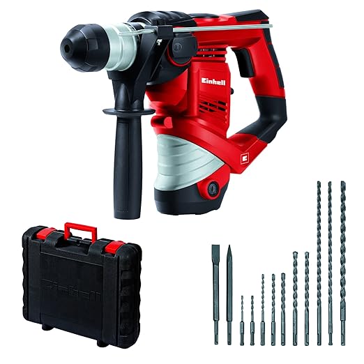 title=Einhell TC-RH 900 Kit Set Tassellatore, 900 W con 12 Pezzi Punte e Scalpelli