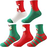 Hyiideong Christmas Socks for Boys Girls in Bulk 5 Pairs Xmas Socks for Unisex Toddler Baby Kids Holiday Festival Socks