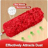 Fogray Extendable Feather Duster with Telescopic Pole Microfiber Bendable Red view 4