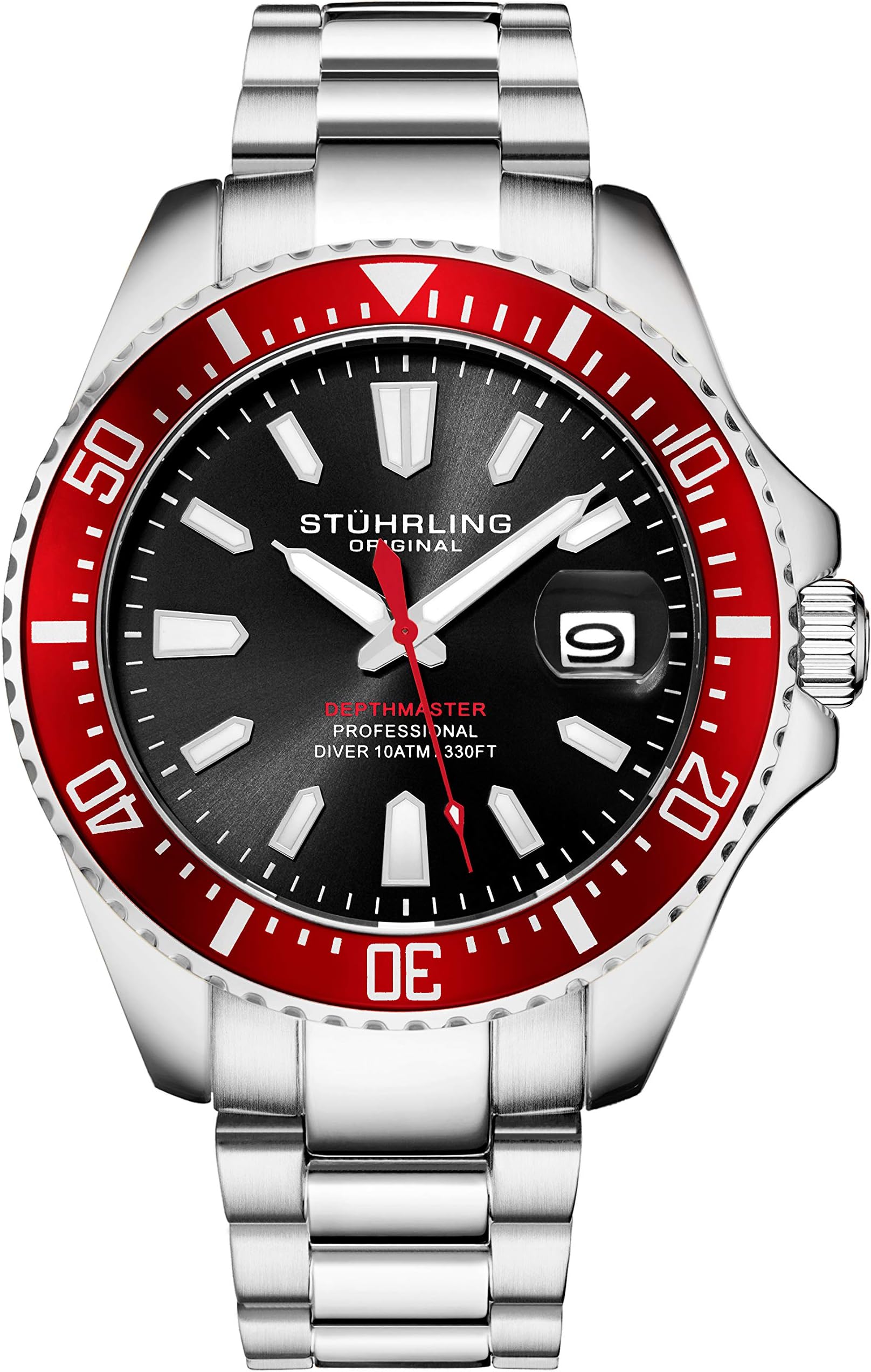 Stuhrling Original Watches for Men - Pro Diver Watch - Sports Watch for Men with Screw Down Crown for 330 Ft. of Water Resistance - Analog Dial, Quartz Movement - Mens Watches Collection