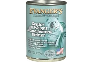 Evanger's Heritage Classics Senior & Weight Management Dog Food – 12 Count, 12.5 oz Each – Balanced Meat-Based Formula for Older, Overweight & Less Active Dogs – Grain & Gluten Free